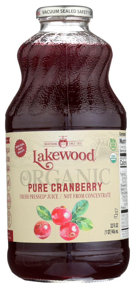 Lakewood Organic Pure Juice Fresh Pressed Cranberry 32 Fl Oz